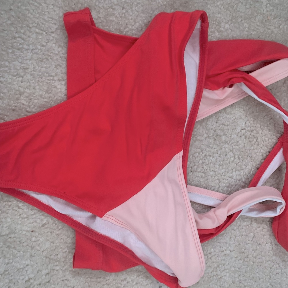 Pink and light pink 2 piece swim suit